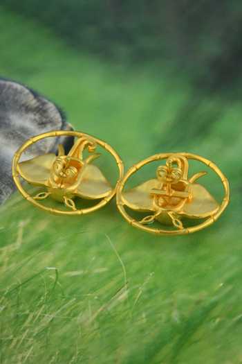 Shop Totapari Gold Plated Corbett Dhikala Stud Earrings Online at Aza Fashions Shop_Totapari_Gold Plated Corbett Dhikala Stud Earrings _Online_at_Aza_Fashions