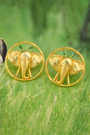 Buy Totapari Gold Plated Corbett Dhikala Stud Earrings Buy_Totapari_Gold Plated Corbett Dhikala Stud Earrings