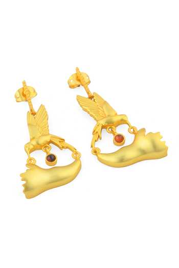 Totapari_Gold Plated Corbett Jacaranda Flower Earrings _Online_at_Aza_Fashions