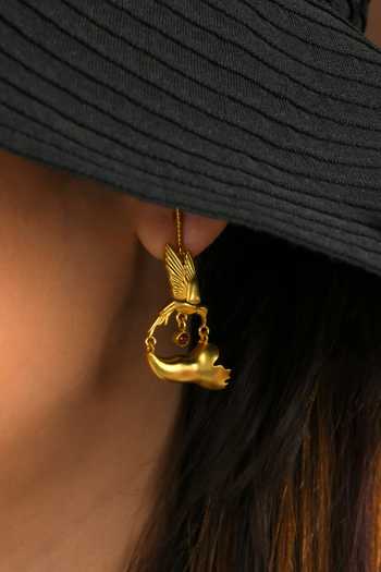 Shop_Totapari_Gold Plated Corbett Jacaranda Flower Earrings _Online_at_Aza_Fashions