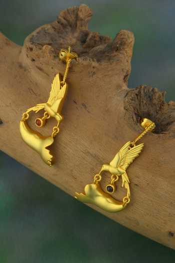 Totapari_Gold Plated Corbett Jacaranda Flower Earrings _at_Aza_Fashions