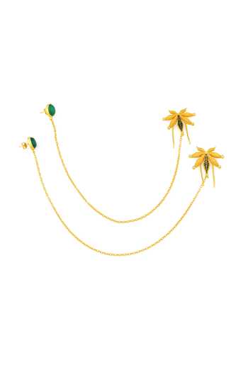 Totapari_Gold Plated Corbett Cannabis Leaf Earrings _Online_at_Aza_Fashions