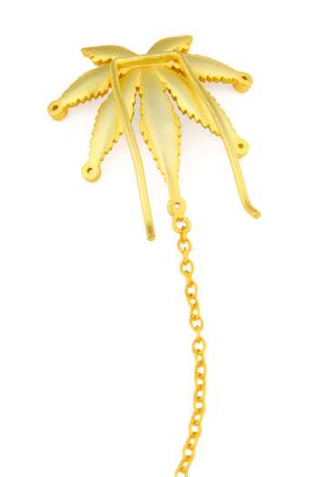 Shop_Totapari_Gold Plated Corbett Cannabis Leaf Earrings _Online_at_Aza_Fashions