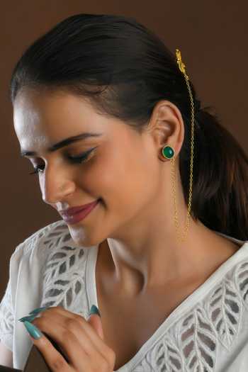 Buy_Totapari_Gold Plated Corbett Cannabis Leaf Earrings 