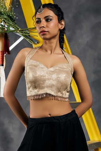 Vandana Sethi Velvet Halter Blouse