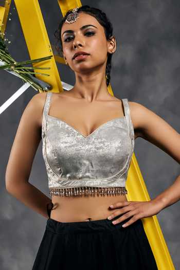 Vandana Sethi Velvet Bead Embroidered Blouse