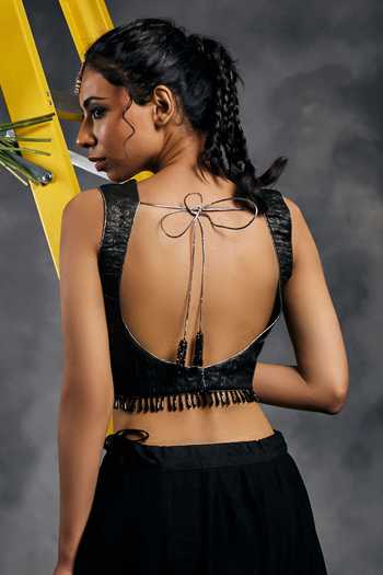 Vandana Sethi Velvet Embroidered Blouse