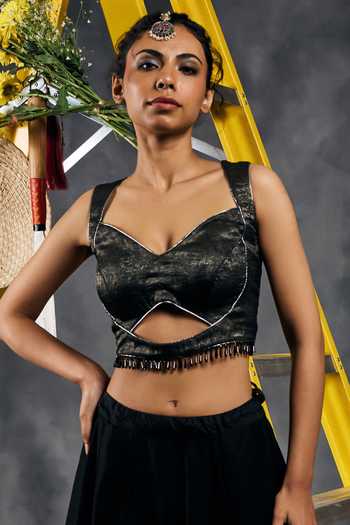 Vandana Sethi Velvet Embroidered Blouse