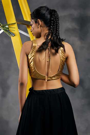 Vandana Sethi Satin V Neck Blouse