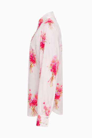 Siddhartha Bansal White Cotton Collared Neck Cosmic Meadow Bouquet Print Shirt Online at Aza Fashions Siddhartha Bansal_White Cotton Collared Neck Cosmic Meadow Bouquet Print Shirt _Online_at_Aza_Fashions