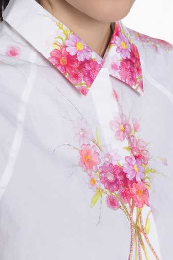 Buy Siddhartha Bansal White Cotton Collared Neck Cosmic Meadow Bouquet Print Shirt Buy_Siddhartha Bansal_White Cotton Collared Neck Cosmic Meadow Bouquet Print Shirt