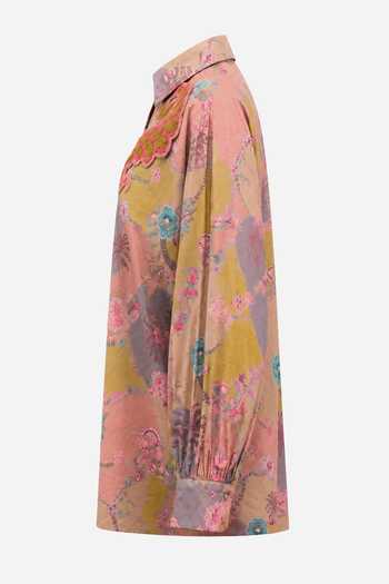 Siddhartha Bansal_Multi Color Cotton Collared Neck Ochre Paisley Odyssey Shirt _Online_at_Aza_Fashions