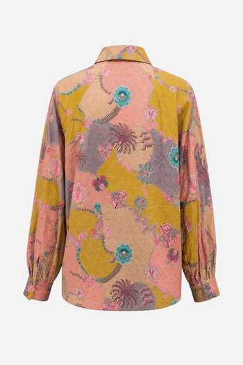 Shop_Siddhartha Bansal_Multi Color Cotton Collared Neck Ochre Paisley Odyssey Shirt _Online_at_Aza_Fashions