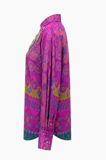 Siddhartha Bansal_Multi Color Silk Button-down Neck Imperial Mosaic Print Shirt _Online_at_Aza_Fashions