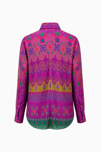 Buy_Siddhartha Bansal_Multi Color Silk Button-down Neck Imperial Mosaic Print Shirt _Online_at_Aza_Fashions