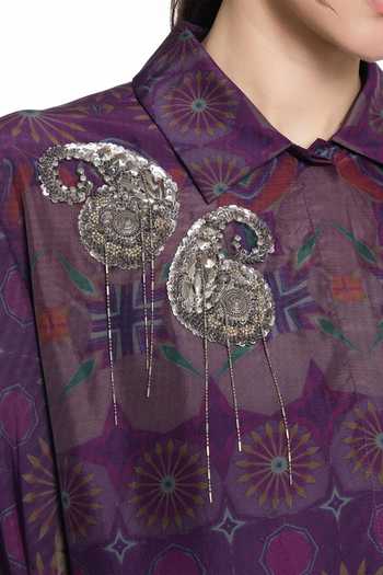 Buy_Siddhartha Bansal_Multi Color Silk Button-down Neck Imperial Mosaic Print Shirt 