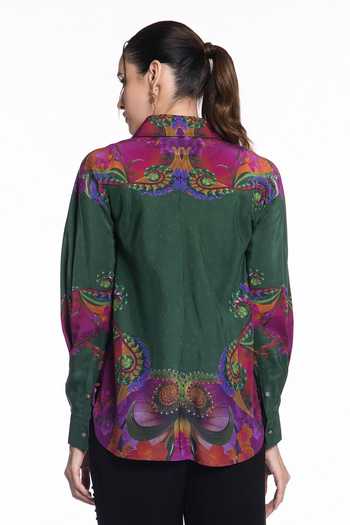 Siddhartha Bansal Emerald Baroque Eden Silk Shirt