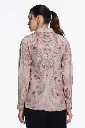 Siddhartha Bansal Ivory Baroque Crest Silk Shirt 