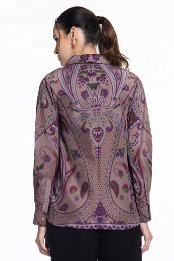 Siddhartha Bansal Muted Mauve Damask Silk Shirt 