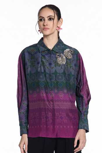 Siddhartha Bansal Amethyst Horizon Paisley Silk Shirt 