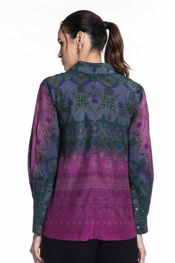 Siddhartha Bansal Amethyst Horizon Paisley Silk Shirt 