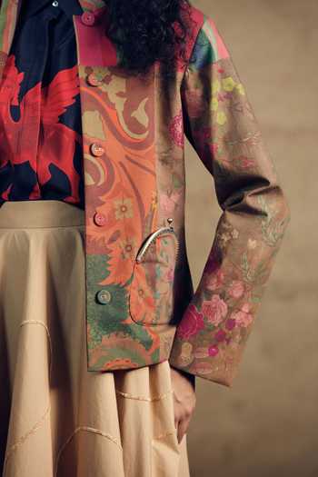 Buy Siddhartha Bansal Brown Poplin Mandarin Collar Paisley Pattern Bandhgala Jacket Online at Aza Fashions Buy_Siddhartha Bansal_Brown Poplin Mandarin Collar Paisley Pattern Bandhgala Jacket _Online_at_Aza_Fashions
