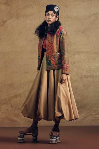 Shop Siddhartha Bansal Brown Poplin Mandarin Collar Paisley Pattern Bandhgala Jacket Online at Aza Fashions Shop_Siddhartha Bansal_Brown Poplin Mandarin Collar Paisley Pattern Bandhgala Jacket _Online_at_Aza_Fashions