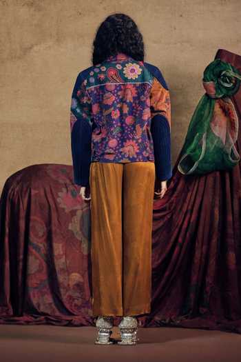 Siddhartha Bansal Multi Color Crepe Collared Neck Patchwork Print Jacket Online at Aza Fashions Siddhartha Bansal_Multi Color Crepe Collared Neck Patchwork Print Jacket _Online_at_Aza_Fashions