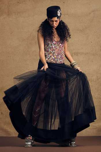 Siddhartha Bansal Plain Layered Skirt 
