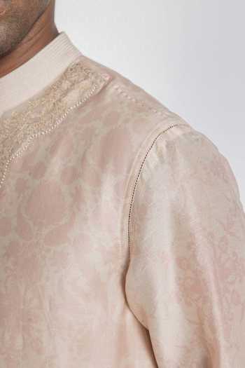 Siddhartha Bansal_Ivory Silk, Chanderi Bloom Print Kurta _Online_at_Aza_Fashions