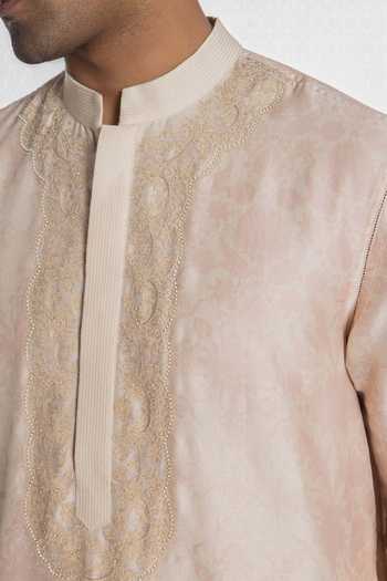 Siddhartha Bansal_Ivory Silk, Chanderi Bloom Print Kurta _at_Aza_Fashions