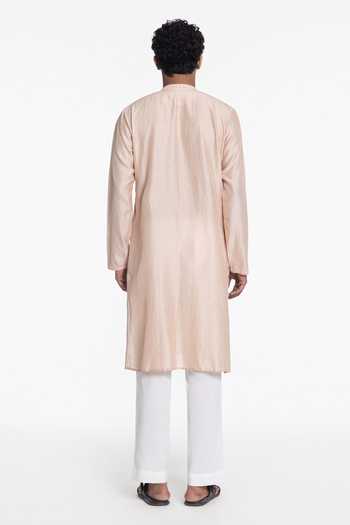 Siddhartha Bansal Blush Peach Pintuck Kurta
