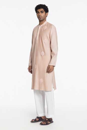Buy Siddhartha Bansal Beige Silk, Chanderi Blush Peach Pintuck Kurta Online at Aza Fashions Buy_Siddhartha Bansal_Beige Silk, Chanderi Blush Peach Pintuck Kurta _Online_at_Aza_Fashions