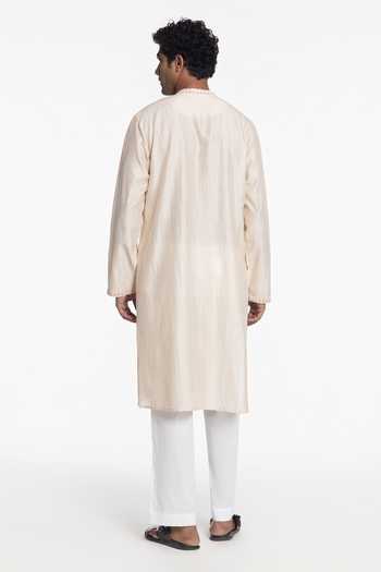 Siddhartha Bansal Pearl Ivory Pintuck Kurta