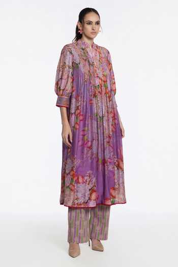 Siddhartha Bansal Multi Color Modal, Muslin, Cotton, Poplin Noor-e-gul Printed Kurta With Pant Online at Aza Fashions Siddhartha Bansal_Multi Color Modal, Muslin, Cotton, Poplin Noor-e-gul Printed Kurta With Pant _Online_at_Aza_Fashions