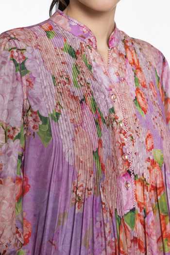 Shop Siddhartha Bansal Multi Color Modal, Muslin, Cotton, Poplin Noor-e-gul Printed Kurta With Pant Online at Aza Fashions Shop_Siddhartha Bansal_Multi Color Modal, Muslin, Cotton, Poplin Noor-e-gul Printed Kurta With Pant _Online_at_Aza_Fashions