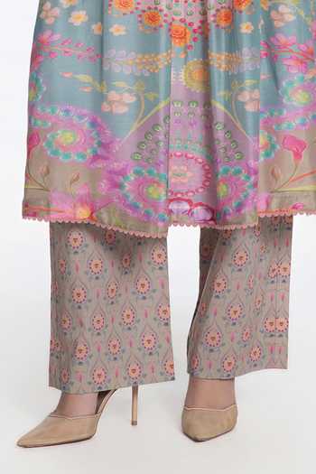 Buy_Siddhartha Bansal_Multi Color Modal, Muslin, Cotton, Gulbahar Pichwai Print Kurta And Pant Set _Online_at_Aza_Fashions