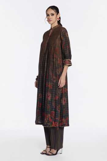 Shop_Siddhartha Bansal_Multi Color Modal, Muslin, Cotton, Poplin Roohani Floral Print Kurta And Pant Set _Online_at_Aza_Fashions