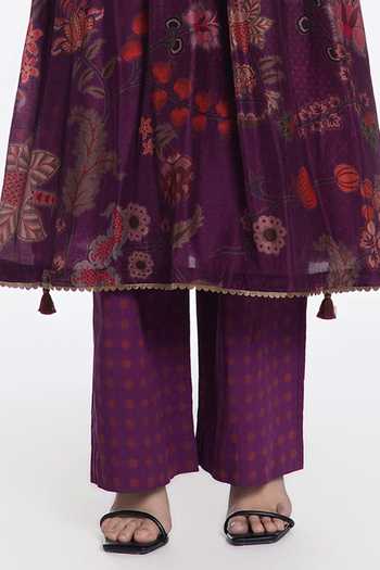Buy_Siddhartha Bansal_Multi Color Modal, Muslin, Cotton, Vintage Plum Flora Print Kurta And Pant Set _Online_at_Aza_Fashions