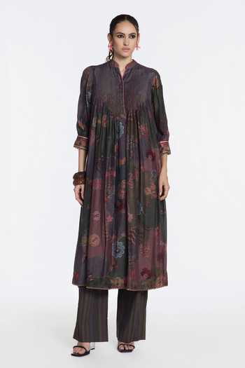 Siddhartha Bansal Noir Bloom Regal Print Kurta With Pant