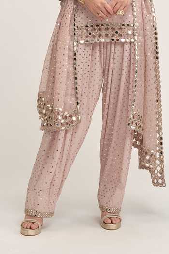 Shop Vvani By Vani Vats Pink Georgette, Organza High Neck Embroidered Kurta Salwar Set Online at Aza Fashions Shop_Vvani By Vani Vats_Pink Georgette, Organza High Neck Embroidered Kurta Salwar Set _Online_at_Aza_Fashions