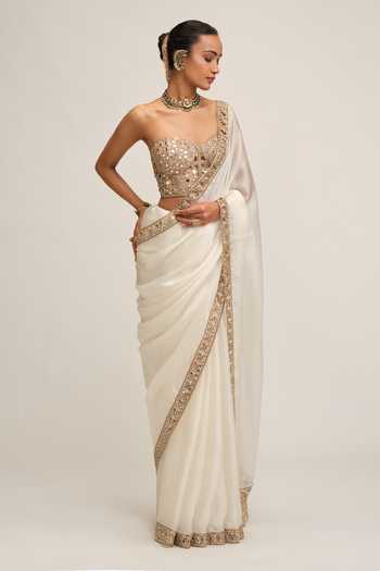 Vvani by vani vats Cutwork Border Embroidered Saree Set 