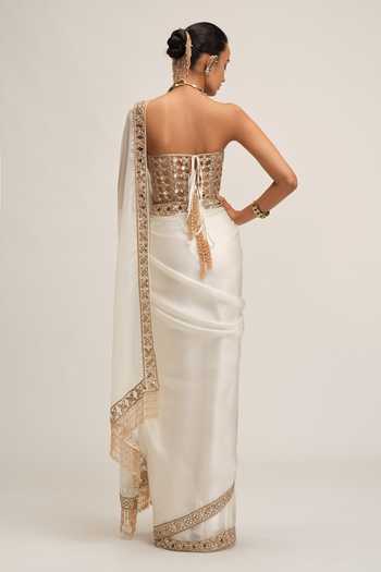 Vvani by vani vats Cutwork Border Embroidered Saree Set 
