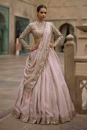 Vvani By Vani Vats Embroidered Blouse Lehenga Set 