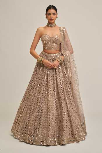 Vvani By Vani Vats Cutwork Embroidered Corset Lehenga Set 
