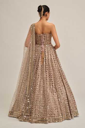 Vvani By Vani Vats Cutwork Embroidered Corset Lehenga Set 