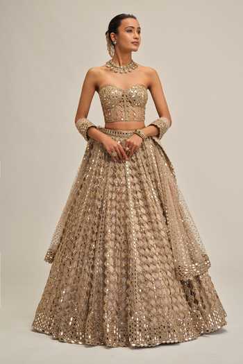 Vvani By Vani Vats Mirror Work Corset Lehenga Set 