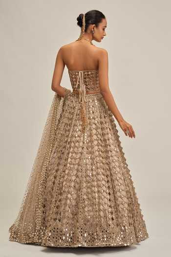 Vvani By Vani Vats Mirror Work Corset Lehenga Set 