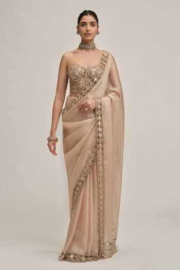 Vvani by vani vats Border Embroidered Saree With Corset 