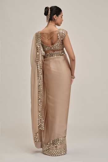 Vvani by vani vats Mirror Embroidered Saree With Blouse 